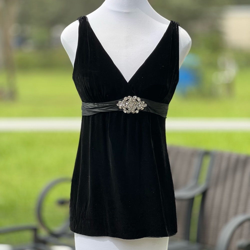 Laundry by Shelli Segal Elegant Sleeveless Top Velvet Feel Small SM  Bla… - Picture 2 of 8